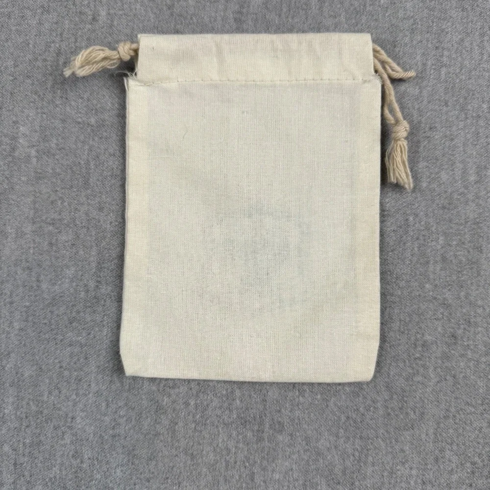 SueGray Jewelry Drawstring Pouch Off White‎ Cotton Storage Gift Bag Small